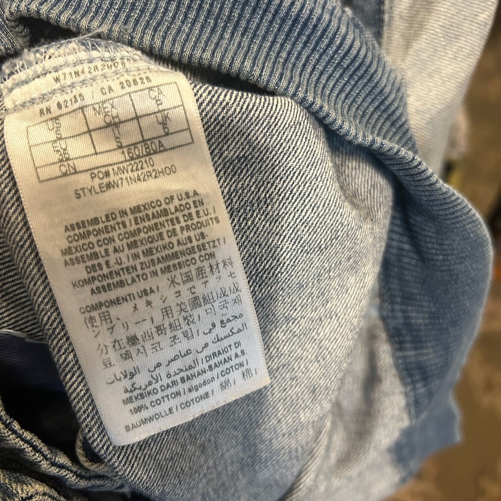 Vintage GUESS Blue Denim Patchwork Jacket S Asymmetrical Bomber - Picture 9 of 12
